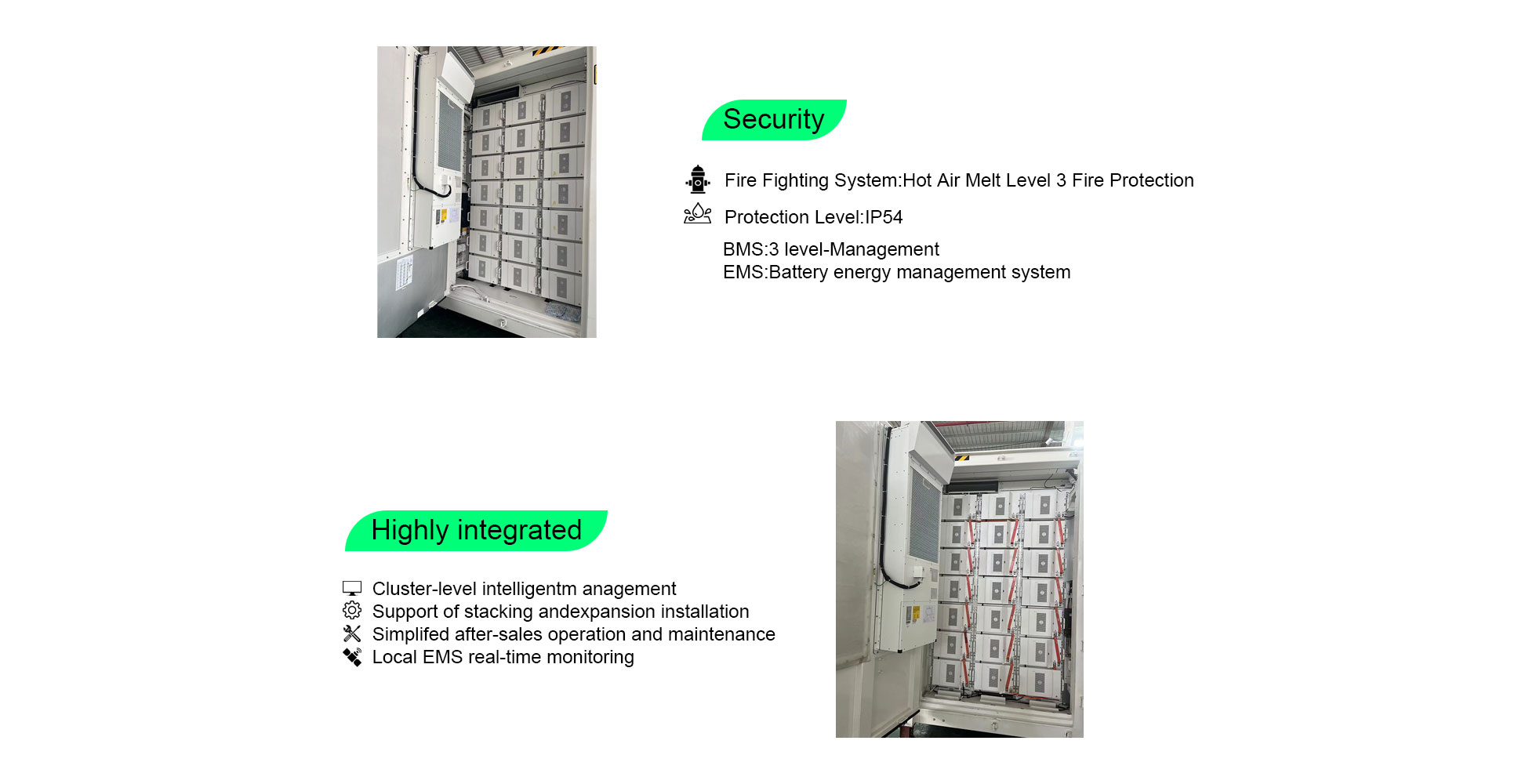 Sinostorage 1MW/2MWh bess solution is pre-engineered and manufactured to be ready to install. This solution adopt the smart string topology design, an