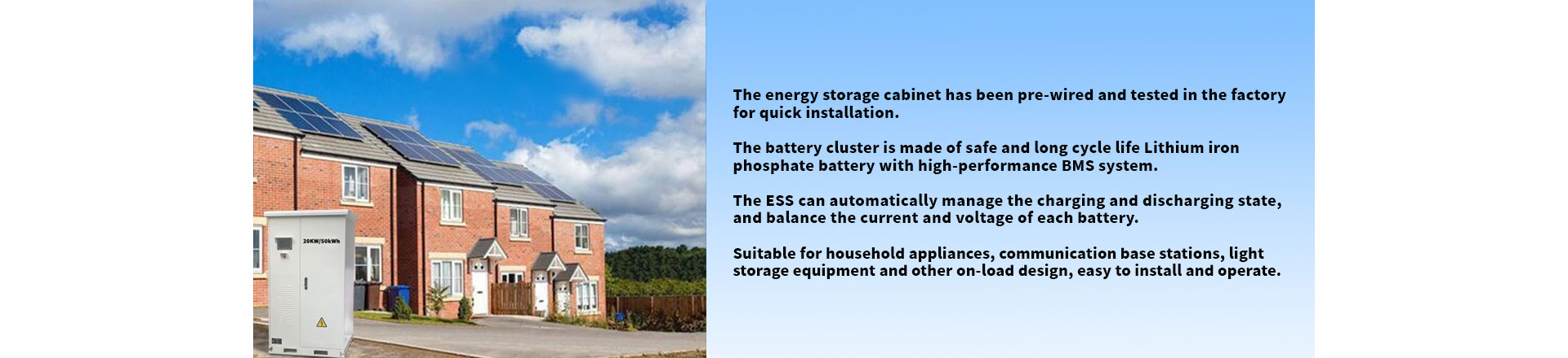 This Sinostorage 50kWh air cooling residential energy storage system consists of a set of integrated electrical energy storage inverter, lithium iron 