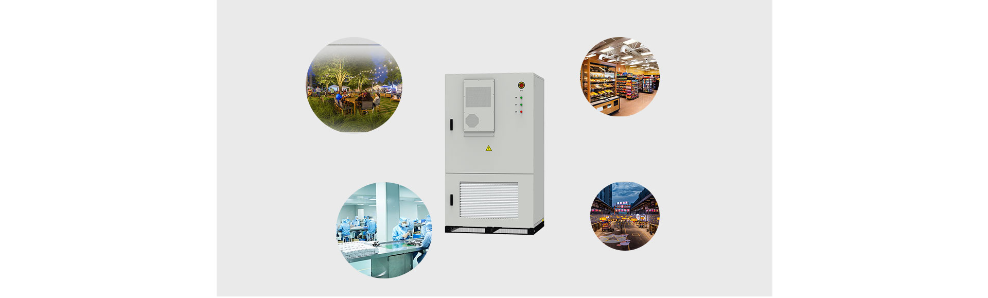 This 100kWh outdoor ESS cabinet integrates power module, battery pack, built-in BMS, PCS, HVAC, fire suppresion, dynamic environment monitoring and en