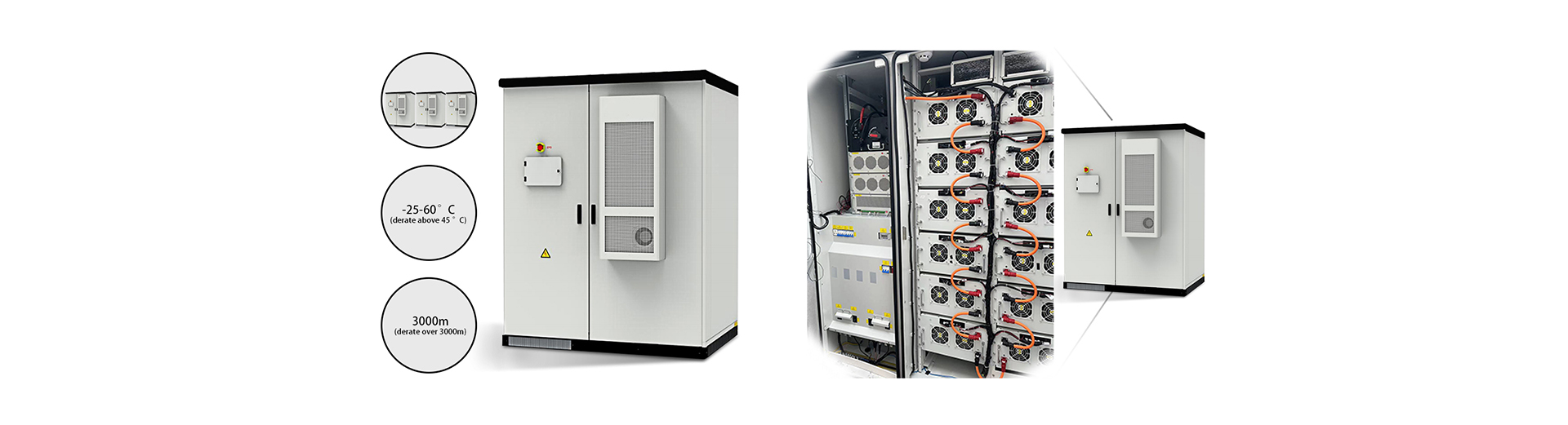 This 215kWh air cooled distributed energy storage cabinet adopts the all-in-one design, including quality battery pack, efficient BMS, high-performanc